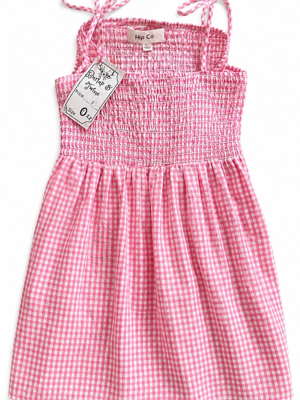 Pink Gingham Smocked Mini Dress
